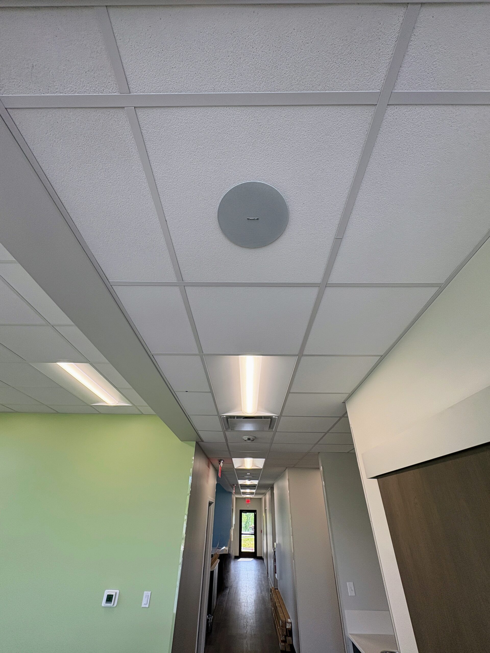 In-ceiling speakers at a commercial dentist office