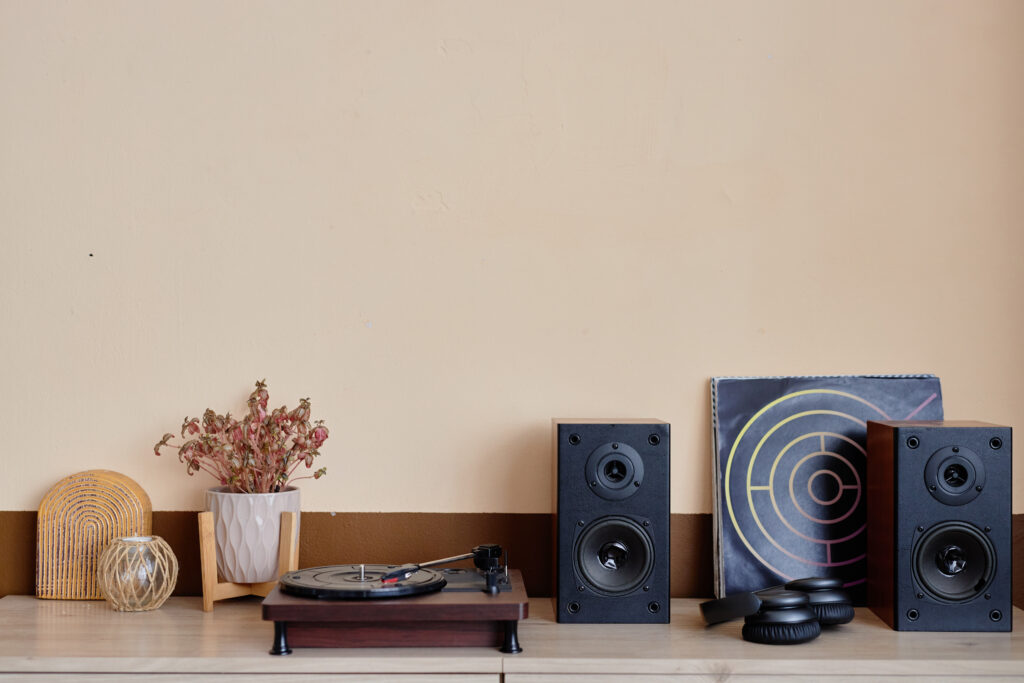 Home Audio Setup with Retro Record Player